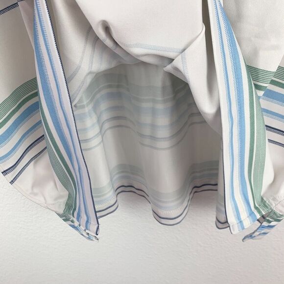 Roundtree & Yorke Performance White Striped Short Sleeve Polo Shirt Mens Medium - Picture 4 of 5